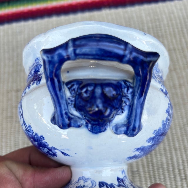 Antique Pearlware Blue Transfer Decorated Sauce Tureen With Lid, "Hindoo Pagodas" Circa 1820's For Sale - Image 11 of 12