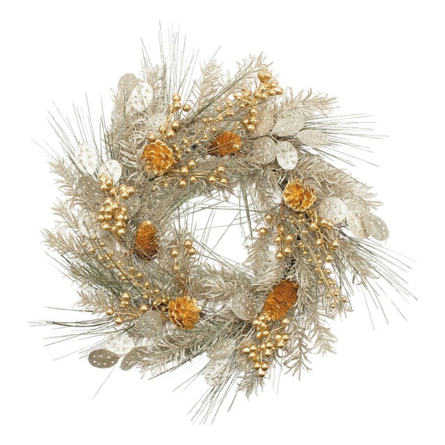 Mixed Pine Eucalyptus Berry Wreath 20"D For Sale