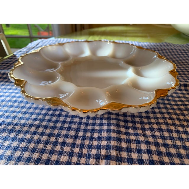 Vintage Anchor Hocking Milk Glass Deviled Egg Plate For Sale - Image 9 of 11