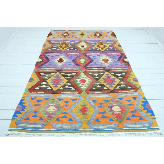 1960s Colorfull Bohemian Kilim Rug - 68"x107" For Sale - Image 11 of 11