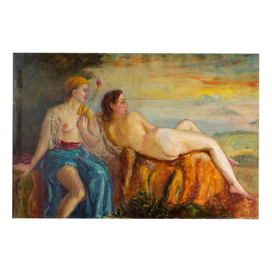 Antonio Feltrinelli, Nude Models, 1930s, Oil Painting on Canvas For Sale