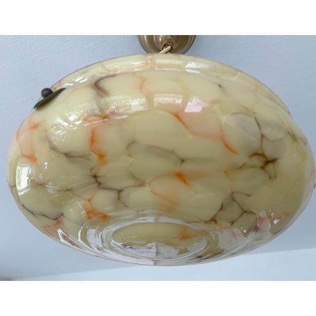 Art Deco Pendant Light in Amber Marble Glass, 1930s For Sale - Image 14 of 18