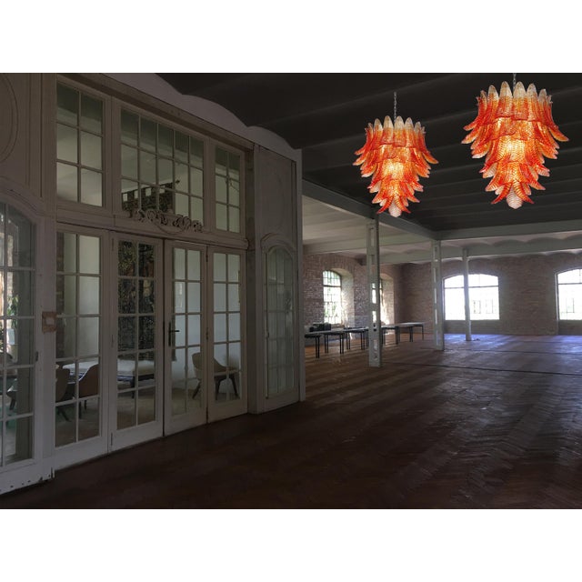 Red Italian Chandelier with Leaves in the style of Barovier & Toso For Sale - Image 8 of 18