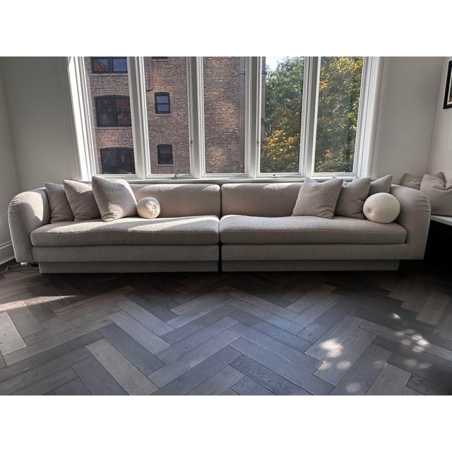 Textile Cloud Pouf Sofa in Fog Grey Boucle. 1980 For Sale - Image 7 of 8