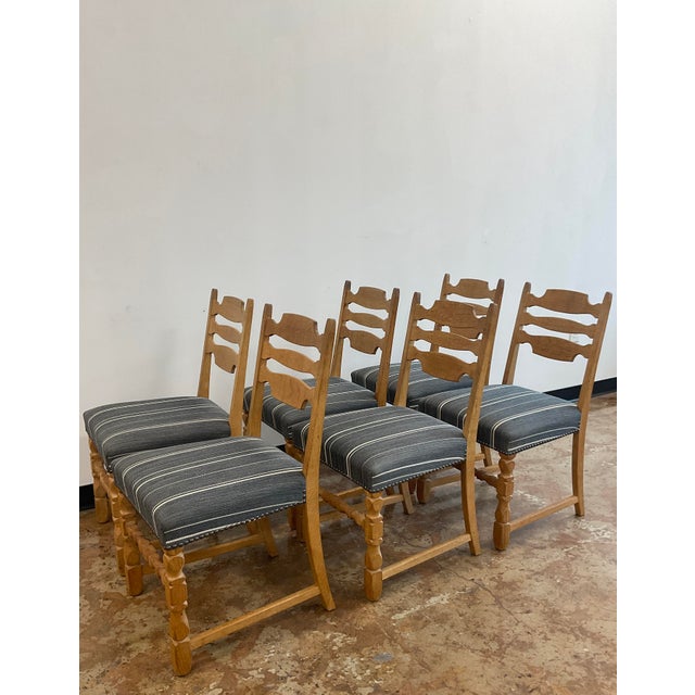 Gray Six oak Dining Chairs in the Style of Henning Kjærnulf, Denmark, 1960s For Sale - Image 8 of 16
