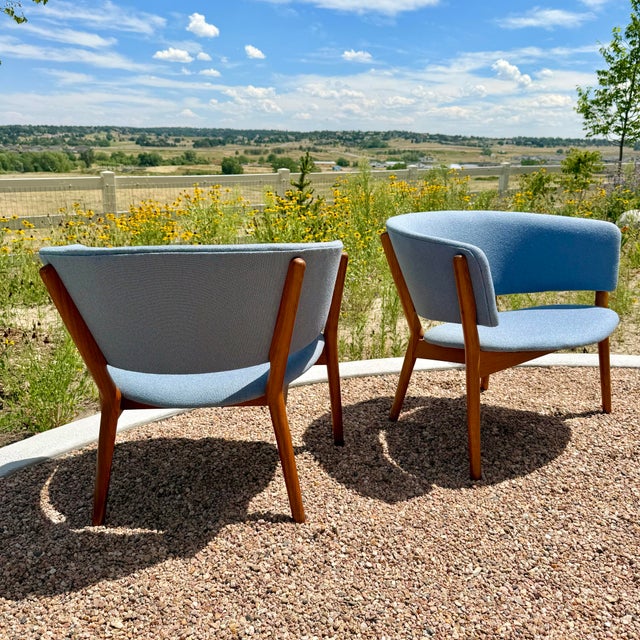 Cornflower Blue Pair of Nanna Ditzel Nd83 Lounge Chairs For Sale - Image 8 of 10