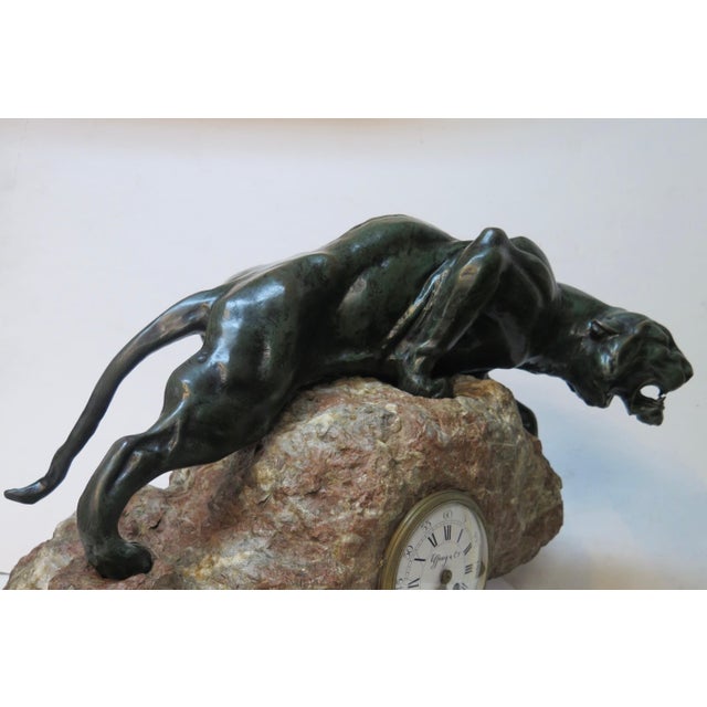 Early 20th Century Bronze Mountain Lion with Tiffany & Co. Clock For Sale In New York - Image 6 of 12