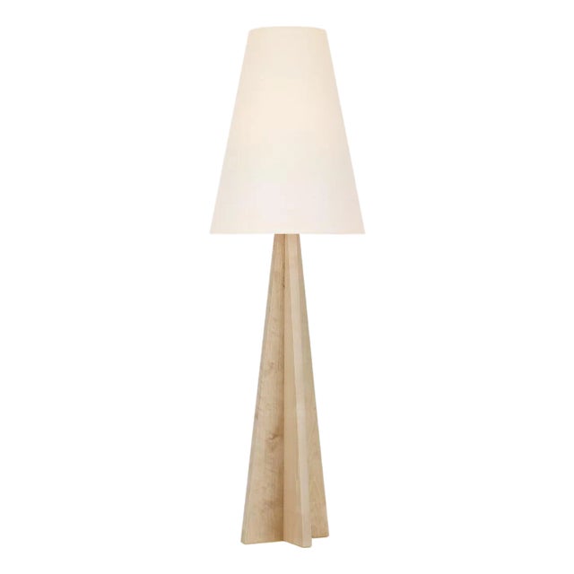Kelly Wearstler by Visual Comfort Signature Crue 66" Floor Lamp in Natural Maple with Linen Shade For Sale