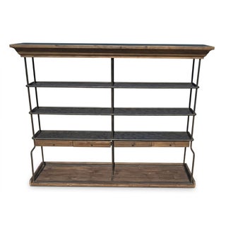Mercantile Iron and Wood Display Rack With Drawers For Sale