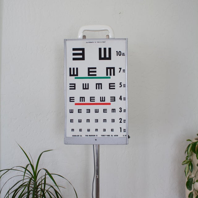 1960s Industrial Optometrist Light Up Eye Chart on Stand by Good Lite Co Chicago For Sale - Image 5 of 15