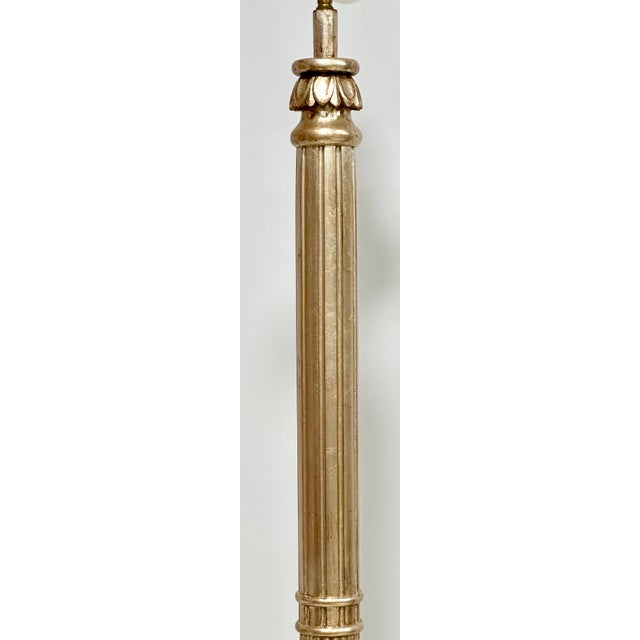 Wood Nancy Corzine Silver Leaf Carved Wood Floor Lamp, Adjustable Height For Sale - Image 7 of 11