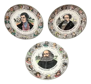 Charles Dickens, Shakespeare & Robert Burns Plates from Royal Doulton, Set of 3