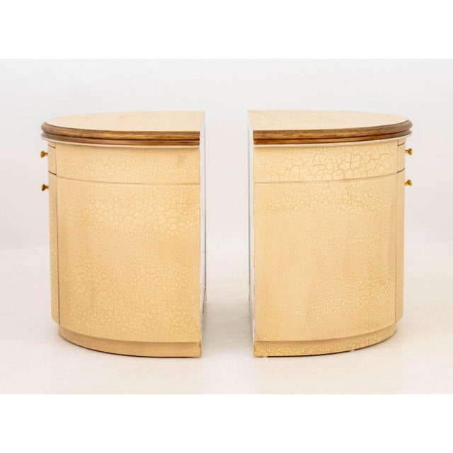 Wood Modern D-Shaped Painted Wood Bedside Cabinets, A Pair For Sale - Image 7 of 8