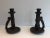 1950s Tall Brutalist Candle Holders Made of Carved Wood, French, circa 1950 - A Pair For Sale - Image 5 of 13