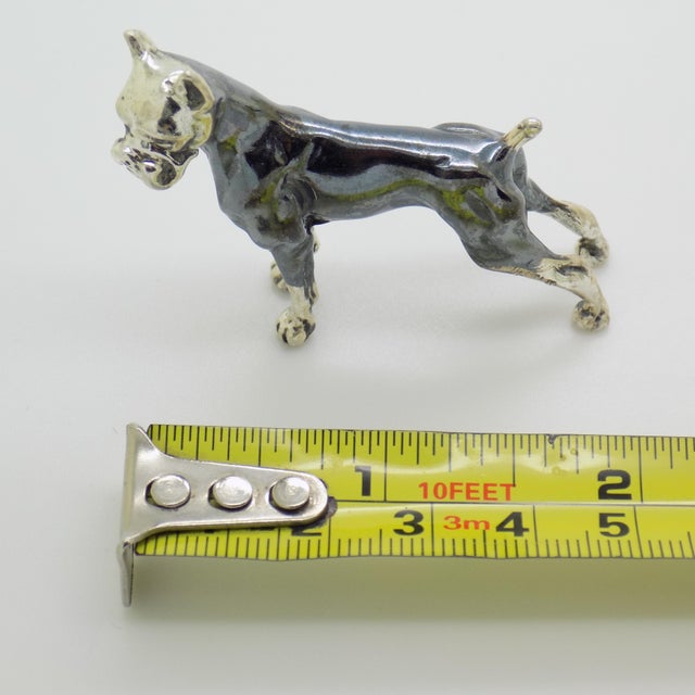 Vintage Italian Handmade Sterling Silver 925 Boxer Dog Figurine Large Solid Figurine Miniature Sculpture For Sale - Image 10 of 10