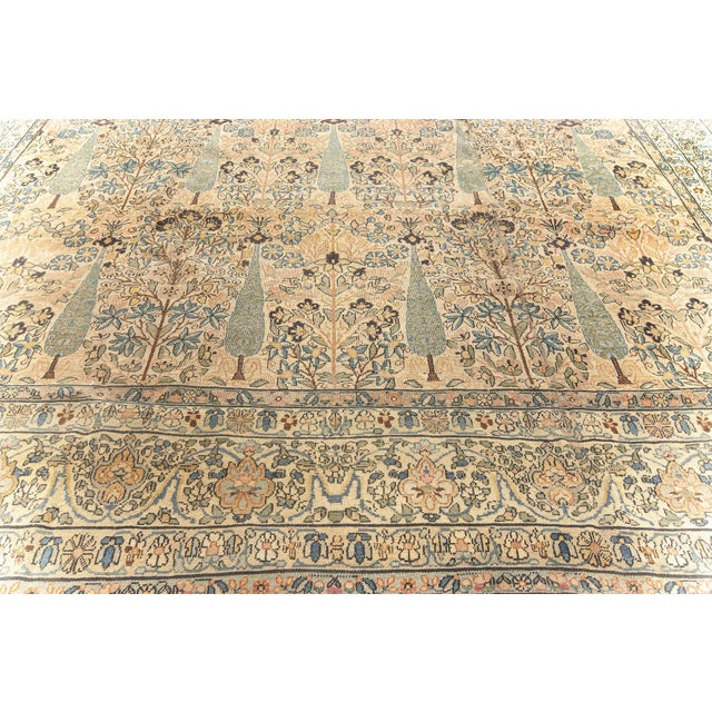 Persian Antique Persian Kirman Beige, Pastel Colors Handwoven Wool Carpet For Sale - Image 3 of 9