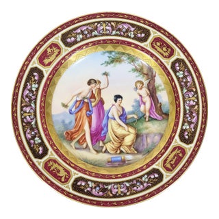 Austrian 19th C Royal Vienna Allegorical Angel Porcelain Plate by Schrott For Sale