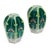Pair of ceramic jars from France made in the Chinoiserie style. This pair features striking green tones in jade and...