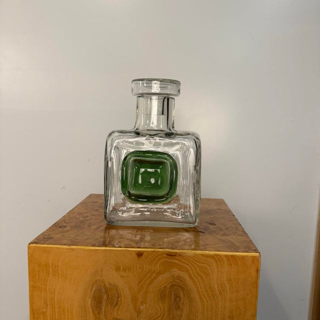 Mid-Century Modern Helena Tynell Finland 1960’s Decanter Glass Green For Sale - Image 3 of 6