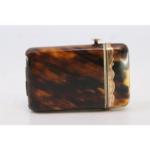 Tortoiseshell Matchbox with Gold Applications For Sale - Image 3 of 8