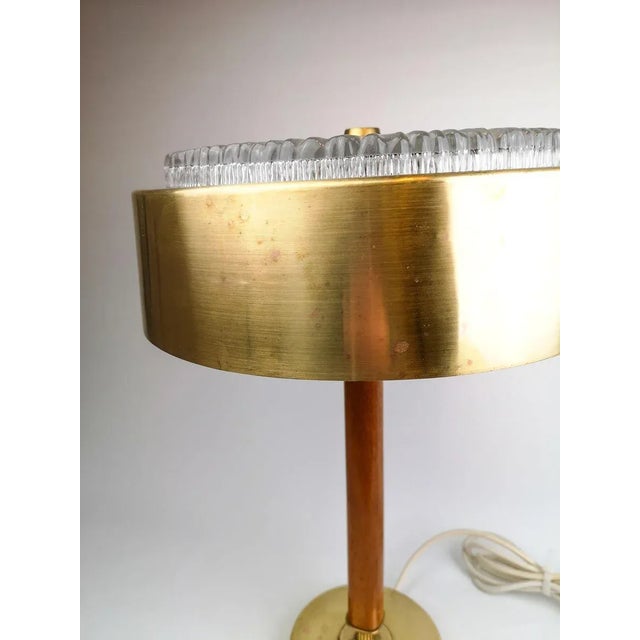 1960s Swedish Mid-Century Table Lamp in Brass, Crystal and Wood from Boréns For Sale - Image 5 of 14