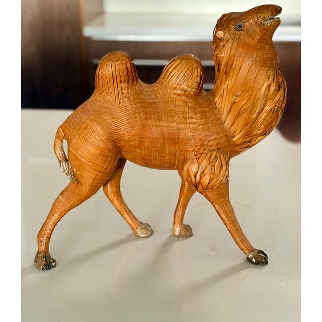 Mid-Century Modern Mid-Century Chinese Wicker and Reed Camel For Sale - Image 3 of 13