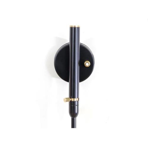 Metal Mid-Century Modern Black One Rotating Curved Arm Wall Lamp from Serge Mouille For Sale - Image 7 of 10