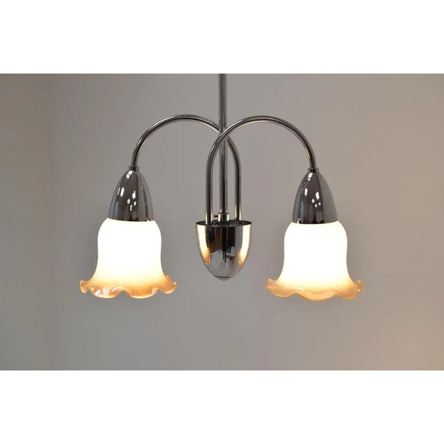 Made in czechoslovakia made of glass, chrome. New cabling 2x60w,e27 or e26 bulb re-polished. Fully functional. Good...