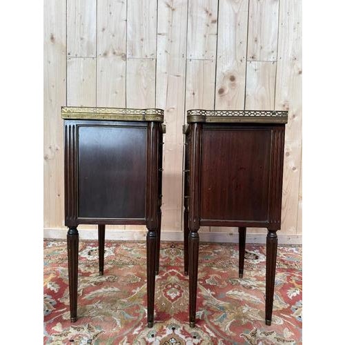 Louis XVI Style Mahogany Bedside Tables, Set of 2 For Sale - Image 6 of 7