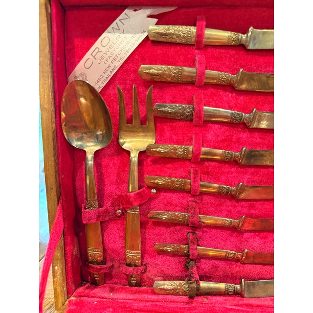 Vintage Thai Siam Flatware Set - 29 pcs with wooden case For Sale - Image 4 of 12