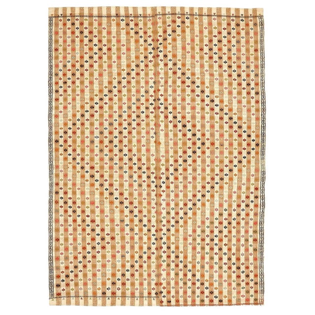 Textile Mid 20th Century Decorative Vintage Turkish Kilim Rug For Sale - Image 7 of 7