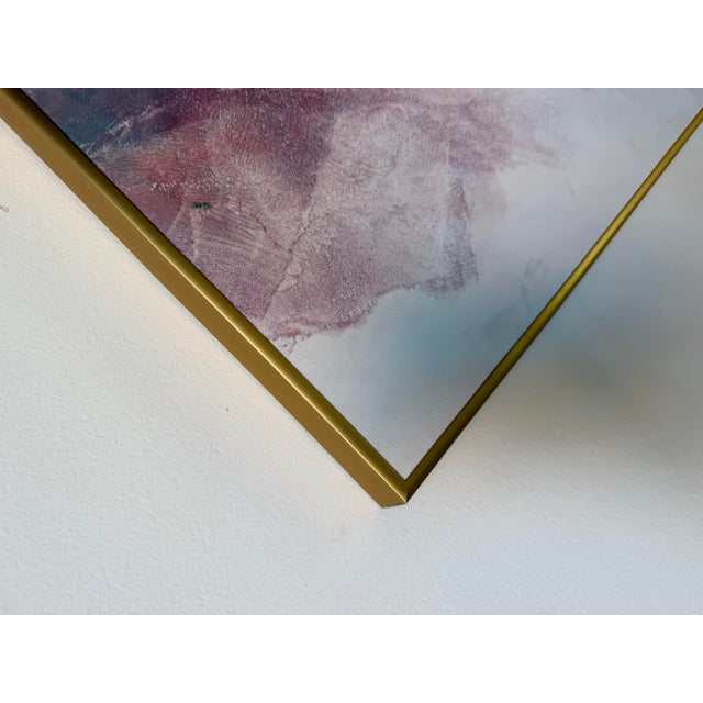 1980s Vintage Impressionist Abstract Winter Landscape Painting in Gold Aluminum Frame For Sale - Image 10 of 11