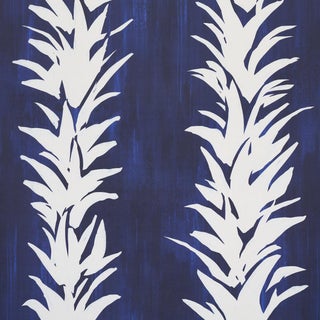 Sample - Schumacher x BACKDROP White Lotus Wallpaper in Cobalt For Sale