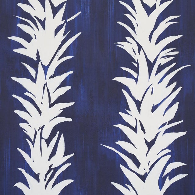 Sample - Schumacher x BACKDROP White Lotus Wallpaper in Cobalt For Sale