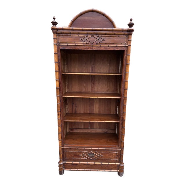 19th Century French Faux Bamboo Bookcase For Sale