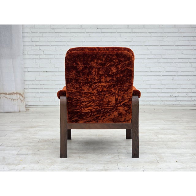 Danish Lounge Chair in Velour and Bent Oak, 1970s For Sale - Image 10 of 18
