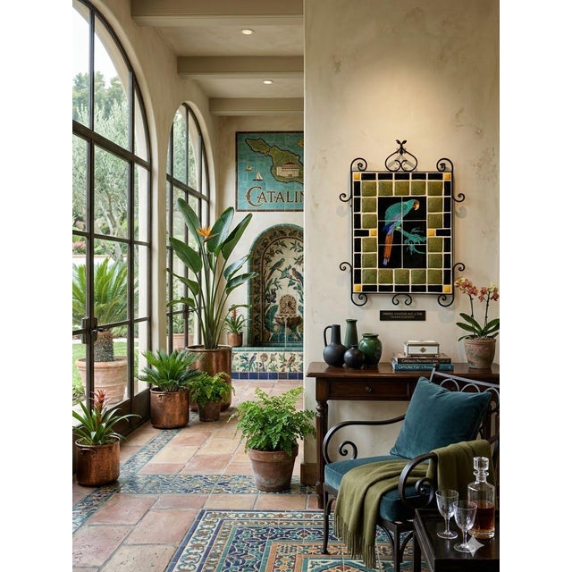 Catalina & Malibu Tile Mosaic W/ Parrot Bird Motif -Framed in Wrought Iron For Sale - Image 15 of 15