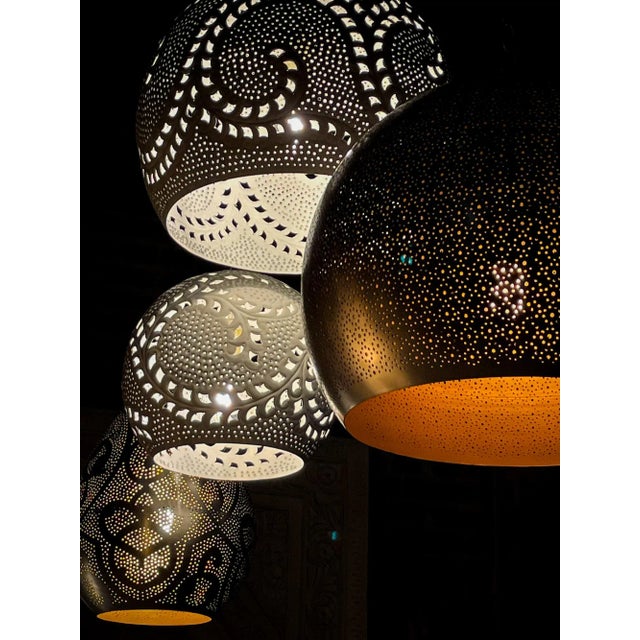 Gold Filigree Lucknow Pear Pendant Lantern For Sale - Image 10 of 12