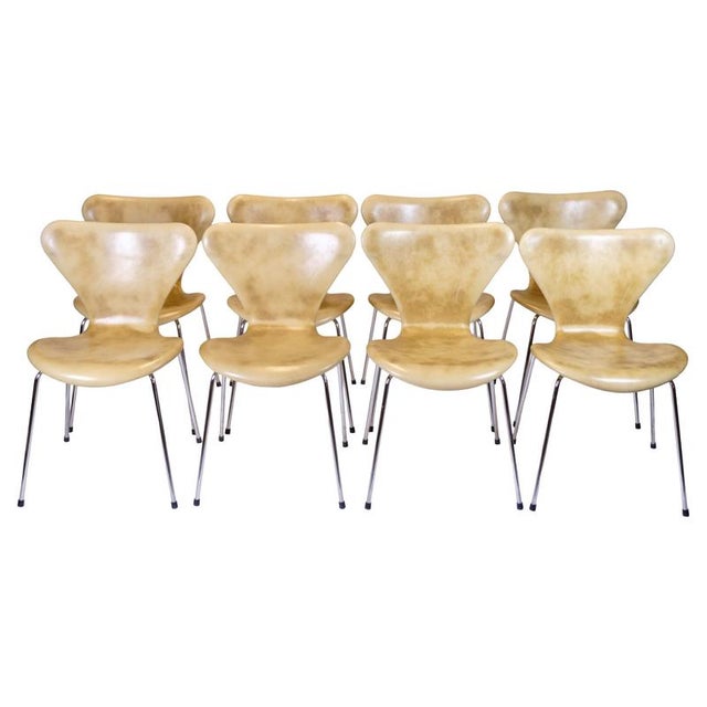 Chairs in Natural Leather from Fritz Hansen, 1955, Set of 8 For Sale - Image 12 of 12