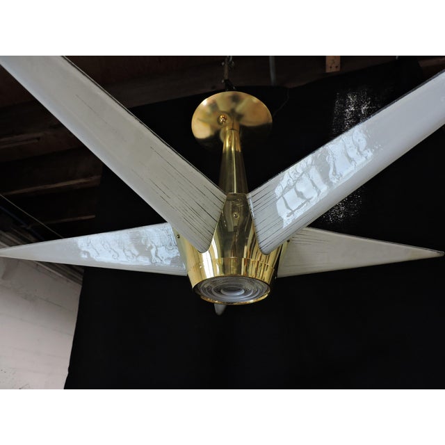 Brass 1950s Mid Century Modern Lightolier Starburst Claremont Chandelier, Brass & Glass For Sale - Image 8 of 10