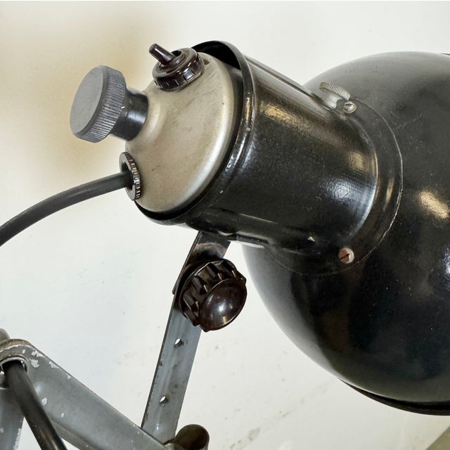 Industrial Black Enamel Scissor Wall Lamp, 1950s For Sale - Image 17 of 18
