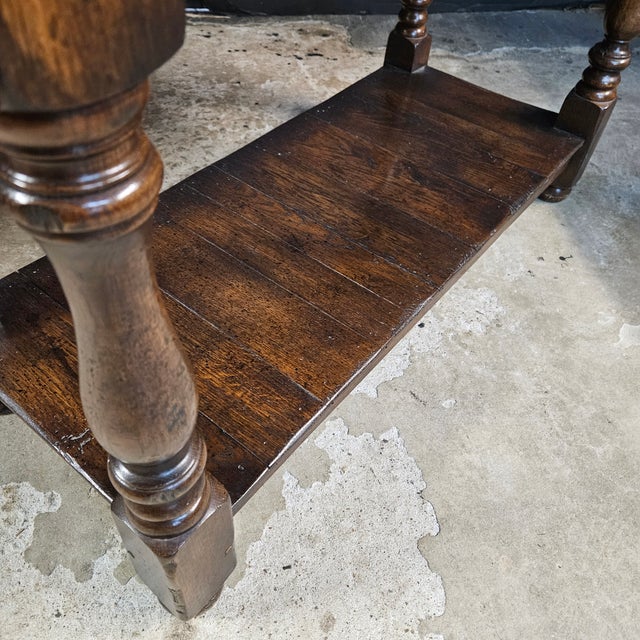 Late 20th Century English Oak Bespoke Console Table With 2 Drawers For Sale - Image 12 of 14