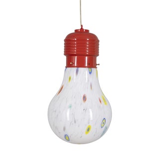Vintage Italian Chandelier with Decorated Glass Bulb, 1980s For Sale