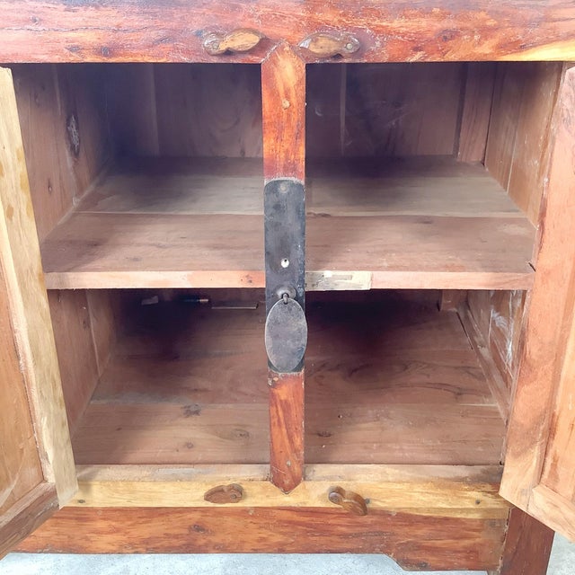 Antique Chinese Provincial Elmwood Cabinet With Iron Hardware For Sale - Image 11 of 12