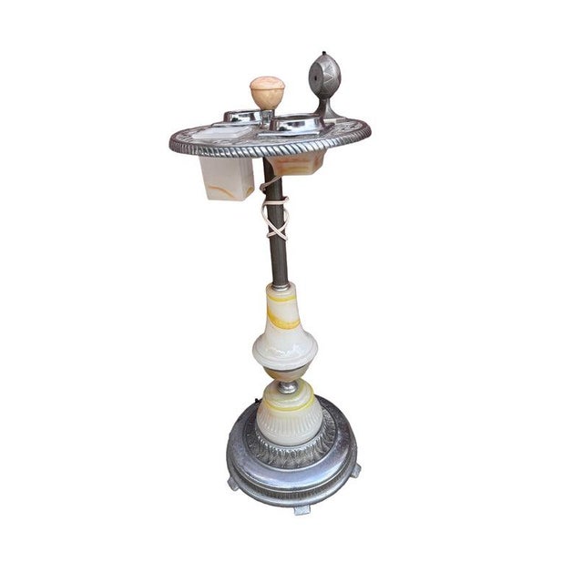 Silver Vintage Art Deco Floor Smoking Stand Ashtray For Sale - Image 8 of 8