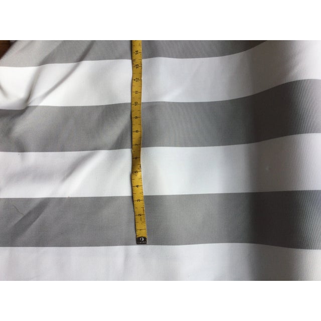 Grey and white striped indoor outdoor fabric