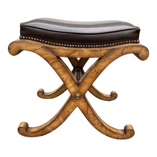 Leather Empire Foot Stool For Sale