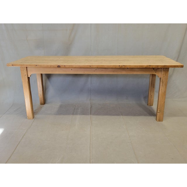 Antique Circa 1900 French Light / Bleached Pine Rustic Farmhouse Worktable Dining Table For Sale - Image 11 of 14