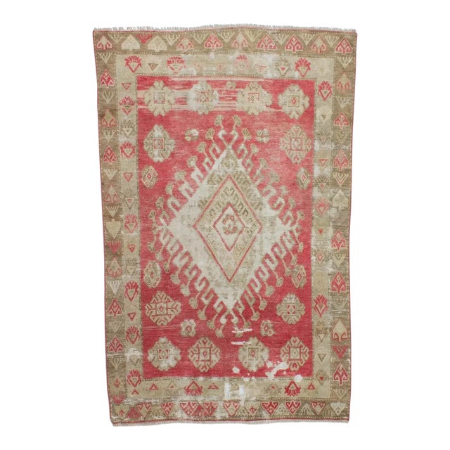 1960s Vintage Turkish Rug - 4′6″ × 7′1″ For Sale