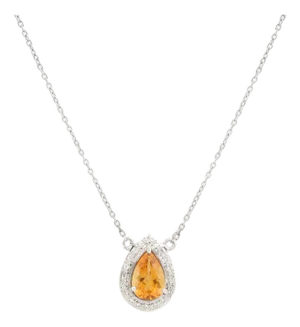 Sunbeam Pear Citrine Pendant Necklace With Sparkling Cz in Sterling Silver